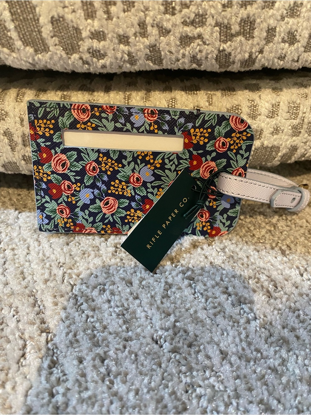 Rifle Paper Co. Navy Floral Luggage Tag with Multicolor Roses